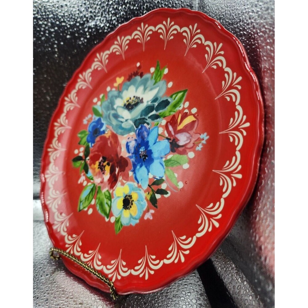 The Pioneer Woman Melody Red Floral Dessert/Salad/Small Plate (Set of 5) 8.5" - Picture 14 of 16
